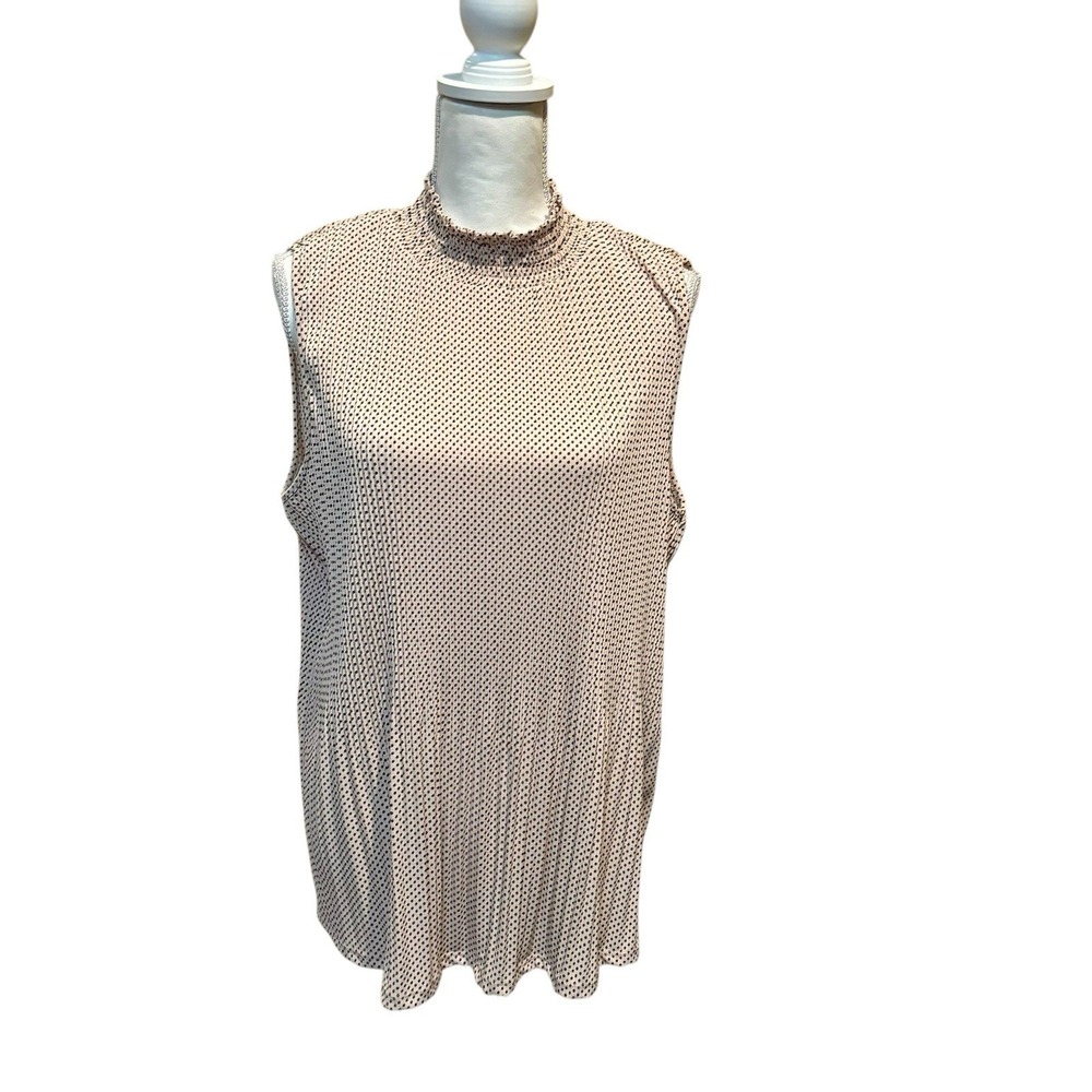 Adrianna‎ Papell Peach Polka Dot Pleated Women's Top Size XL Sleeveless Career
